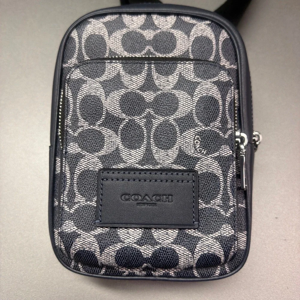 Coach Racer Sling Pack Signature Canvas Denim Chalk Crossbody Bag CEB27 SVLY7